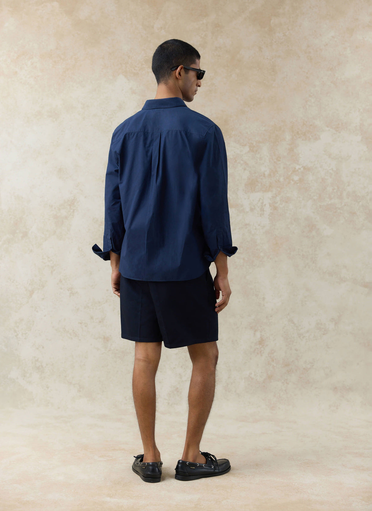 Men's Relaxed Fit Poplin Shirt: Dali - Cotton - Navy Blue