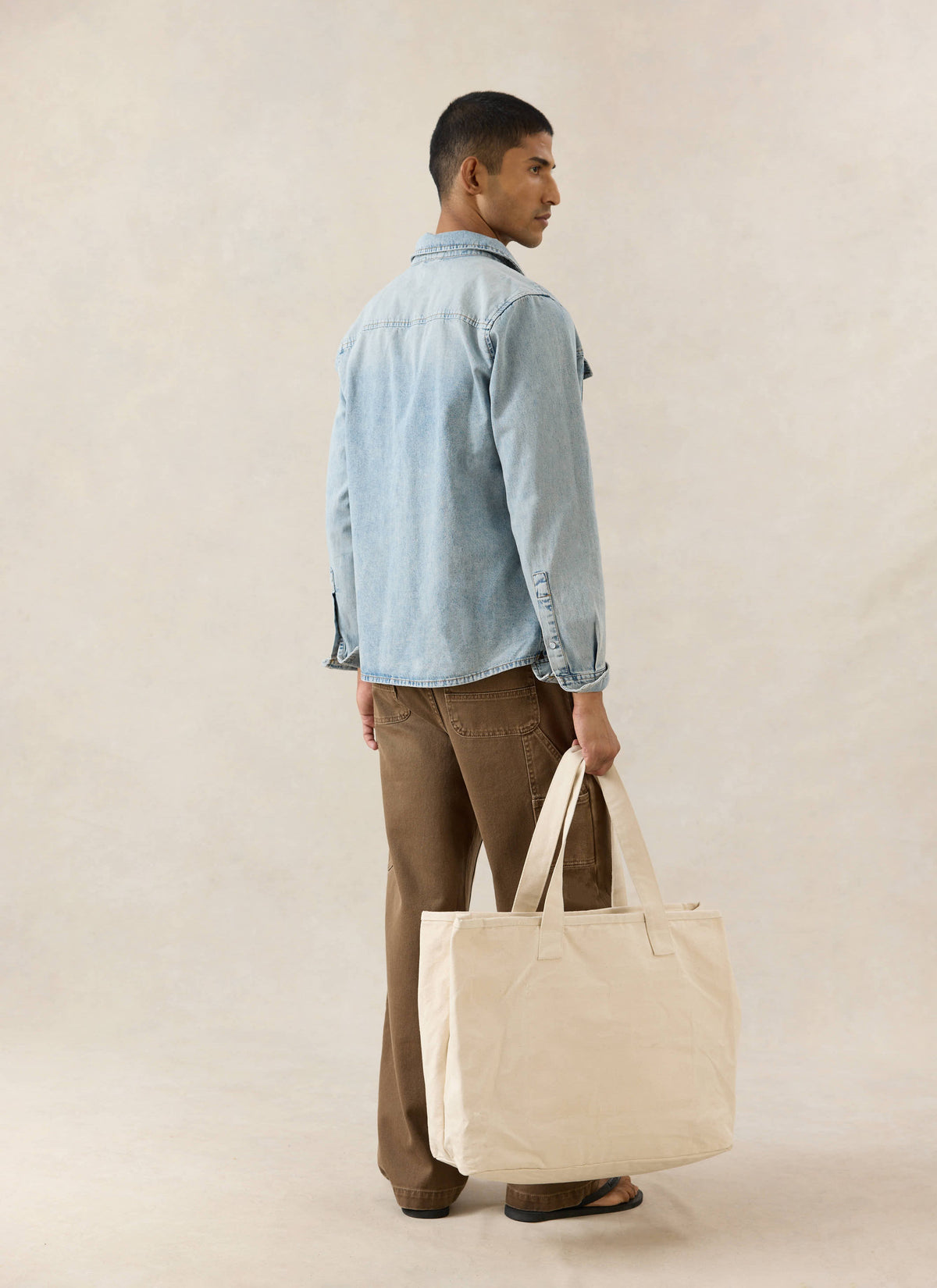 Men's Denim Western Shirt - Cotton - Stone Wash