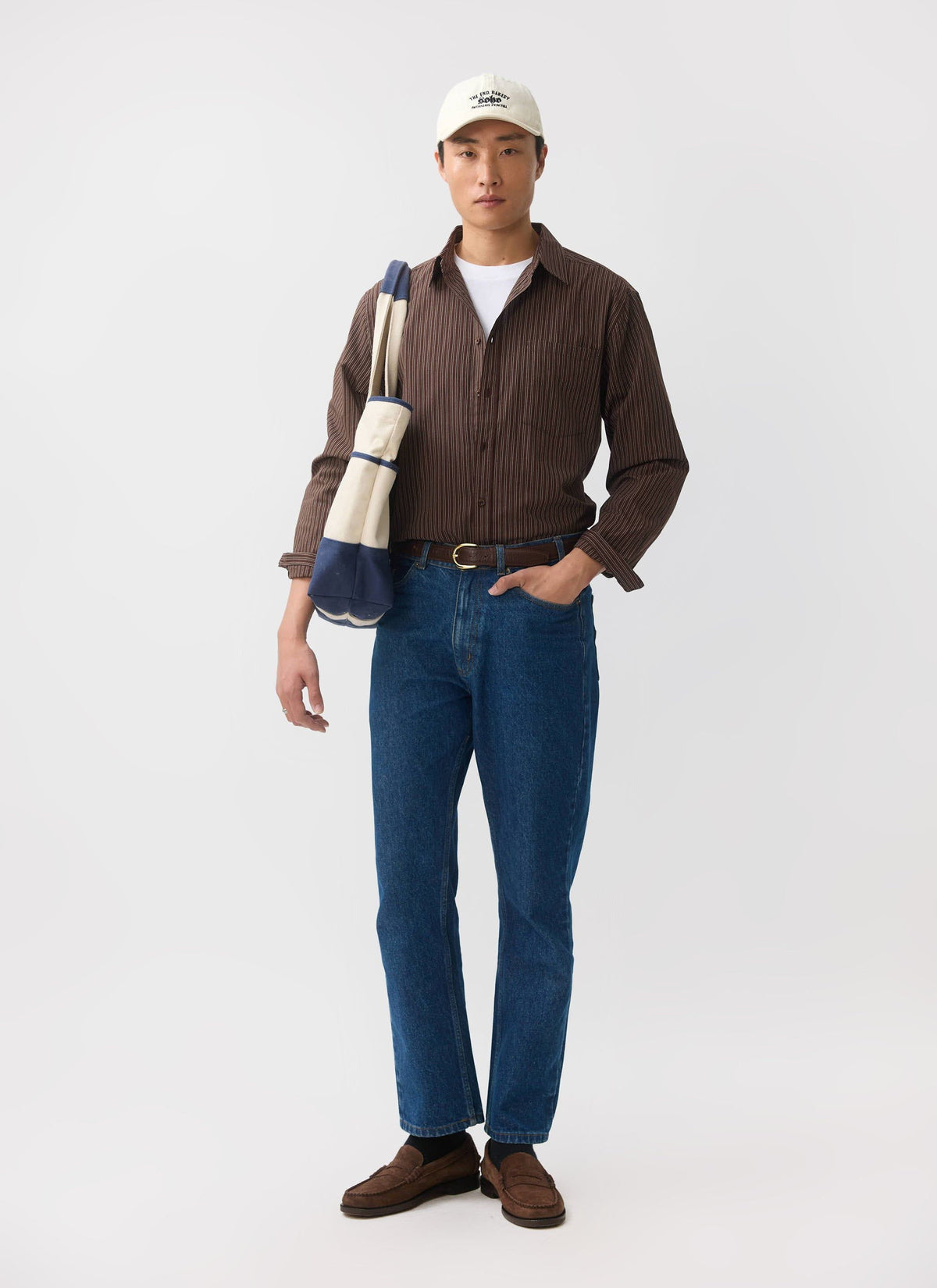 Clancy Striped Long Sleeve Shirt - Cotton - Brown