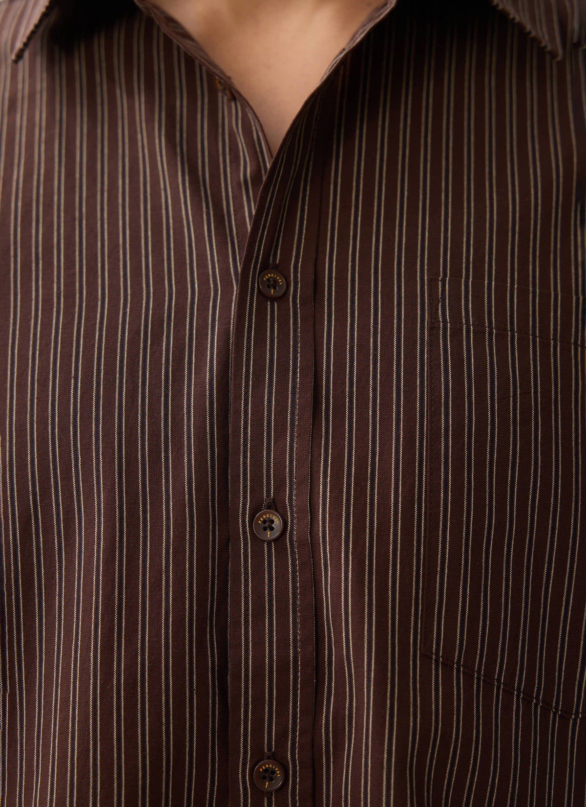 Clancy Striped Long Sleeve Shirt - Cotton - Brown