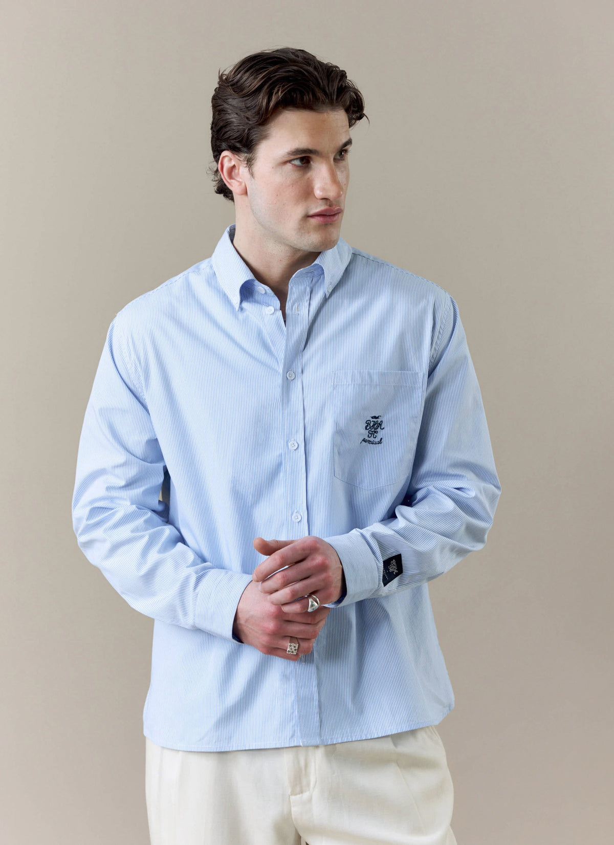 Men's Striped Pearce Long Sleeve Shirt - Percival x BHAFC - Blue