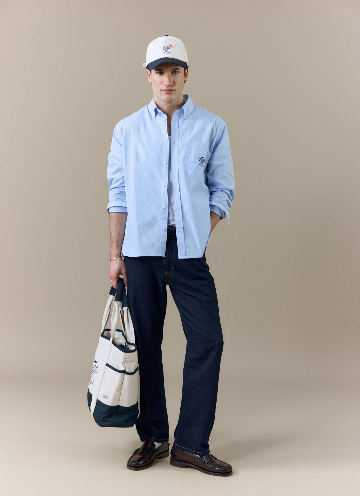 Men's Striped Pearce Long Sleeve Shirt - Percival x BHAFC - Blue