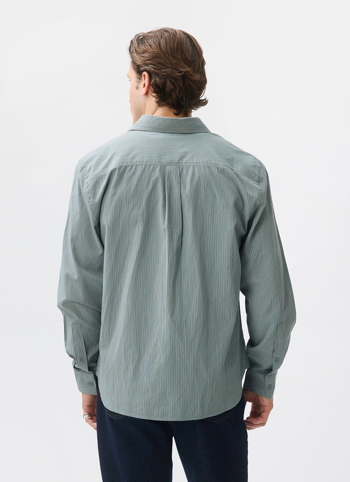 Clancy Striped Long Sleeve Shirt - Cotton - Blue