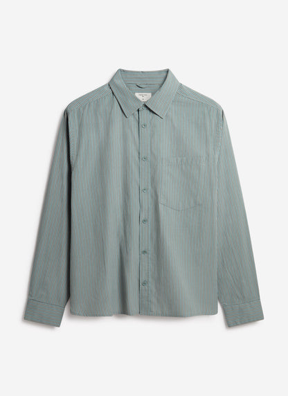 Clancy Striped Long Sleeve Shirt - Cotton - Blue