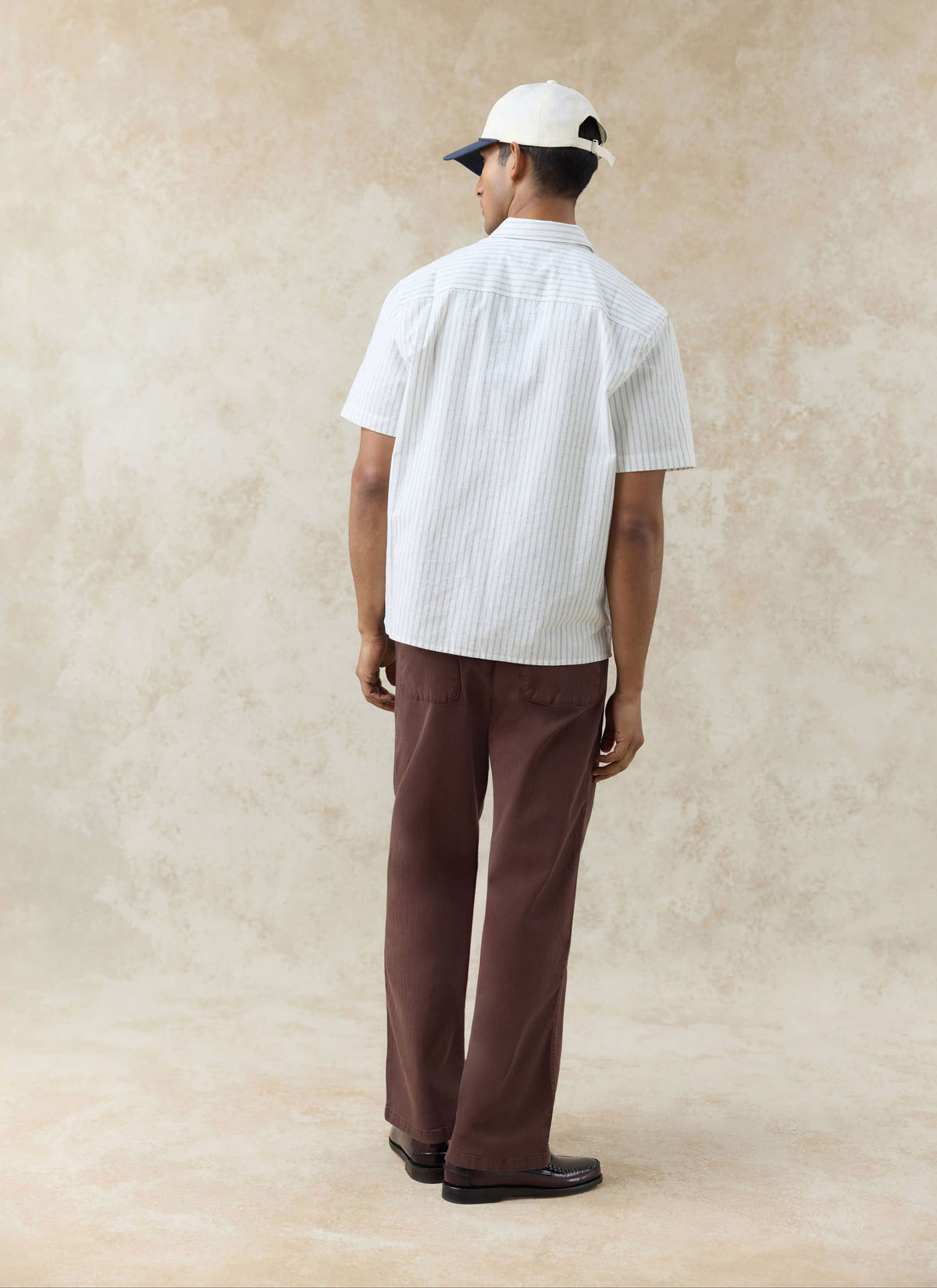 Men's Embroidered Shirt: Lucia - Cotton - Cream Stripe