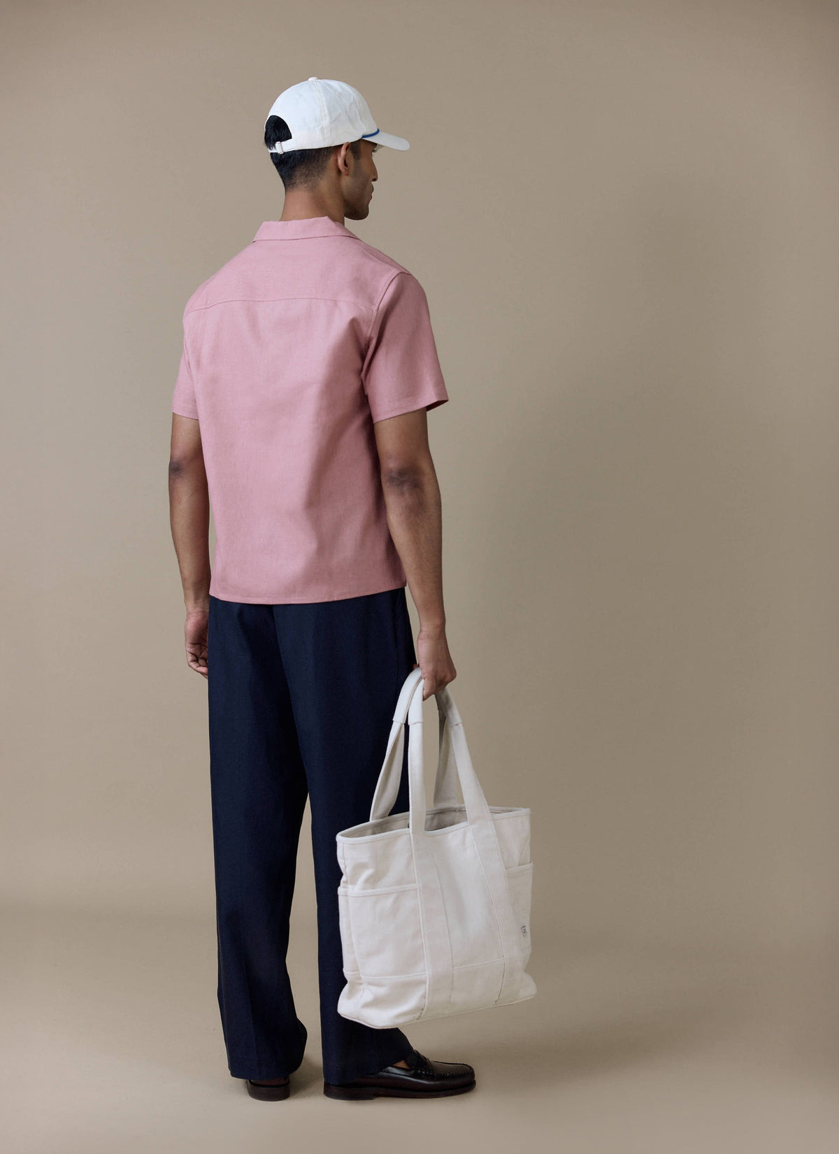 Men's Short Sleeve Cuban Shirt - Linen Blend - Dusty Pink