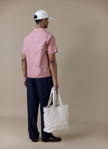 Men's Short Sleeve Cuban Shirt - Linen Blend - Dusty Pink