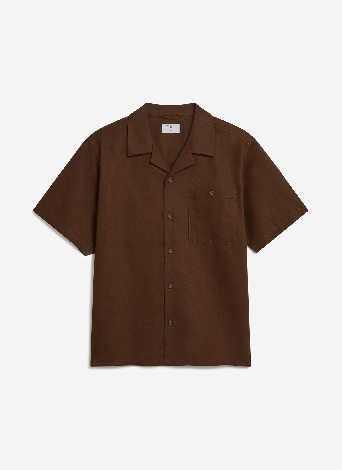 Men's Cuban Collar Shirt - Linen - Brown