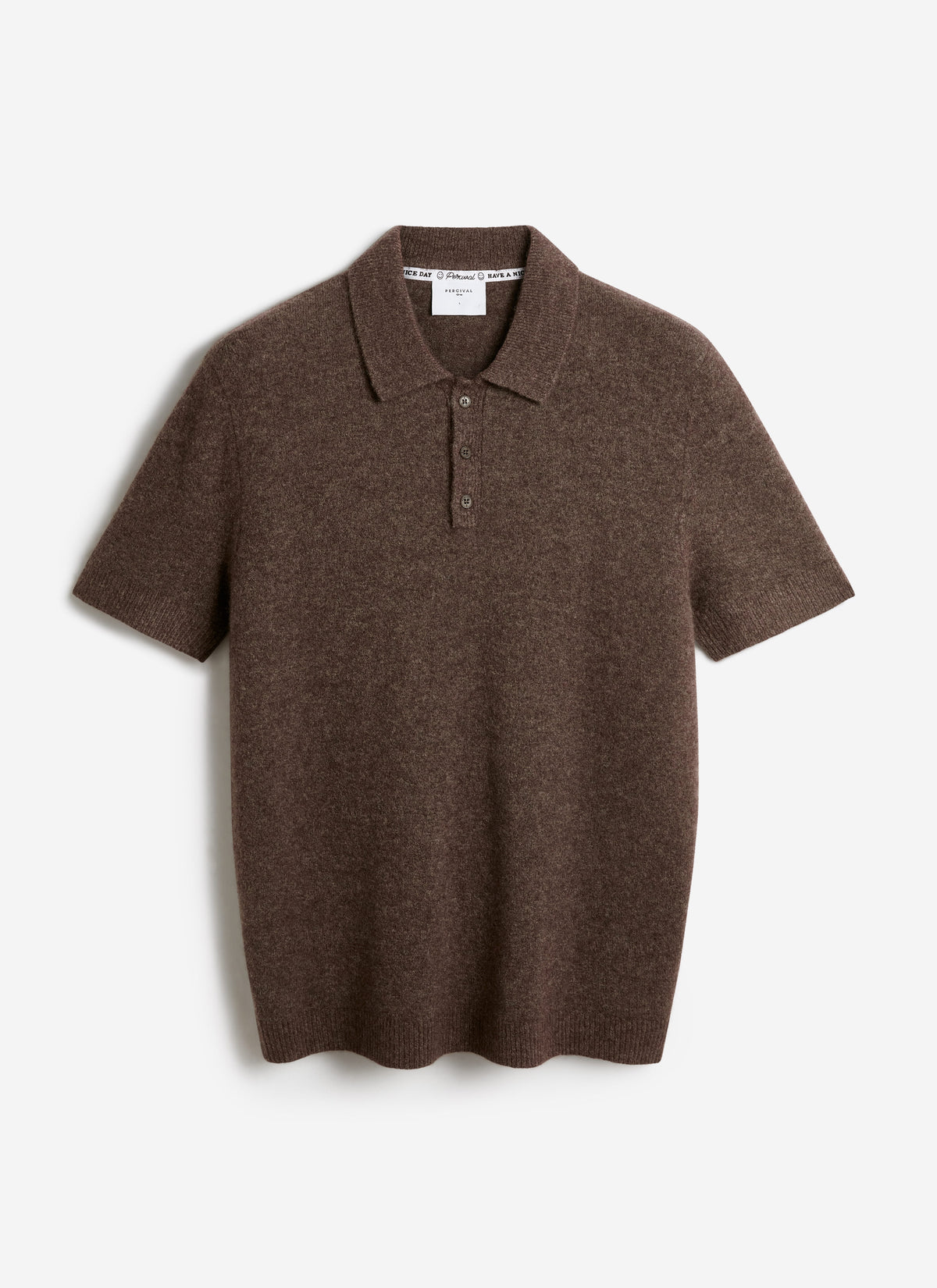 Men's Collins Knitted Polo Shirt - Brown - Yak & Wool