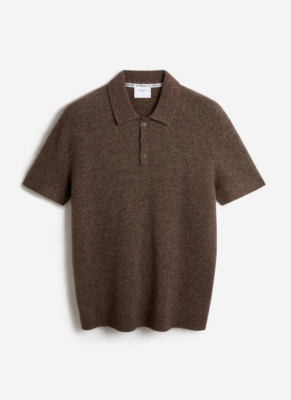 Men's Collins Knitted Polo Shirt - Brown - Yak & Wool