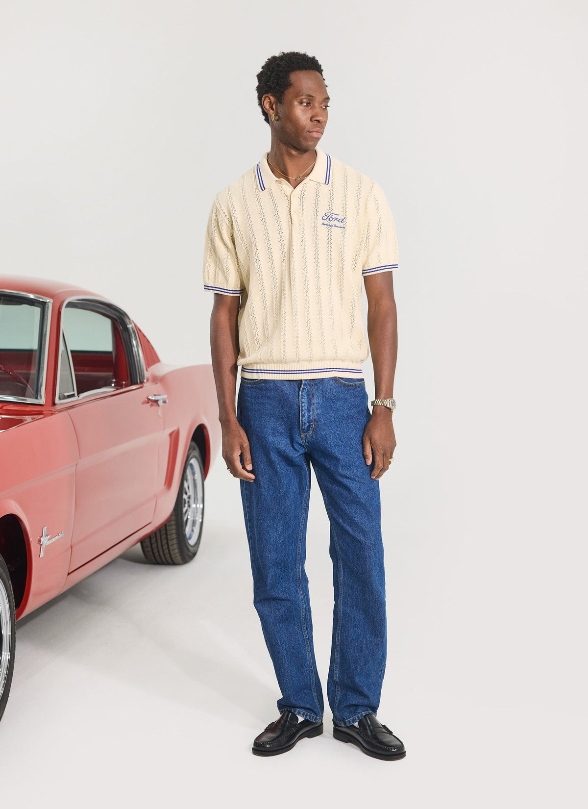Men's Knitted Polo - Dealership - Percival x Ford - Cream