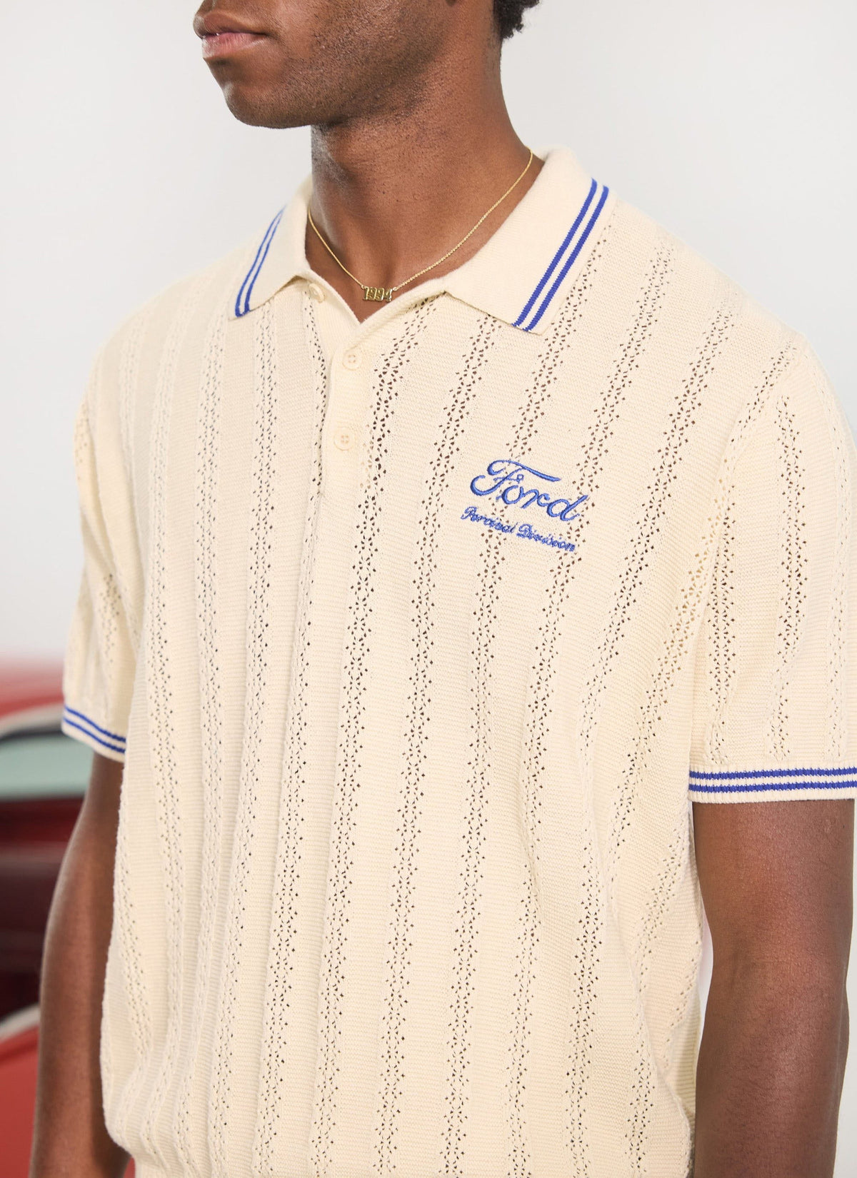 Men's Knitted Polo - Dealership - Percival x Ford - Cream