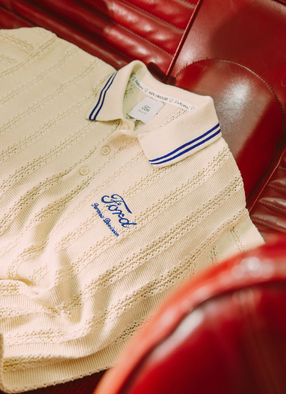 Men's Knitted Polo - Dealership - Percival x Ford - Cream