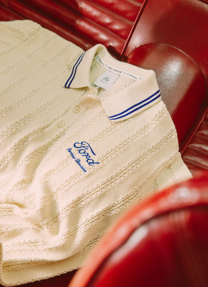 Men's Knitted Polo - Dealership - Percival x Ford - Cream