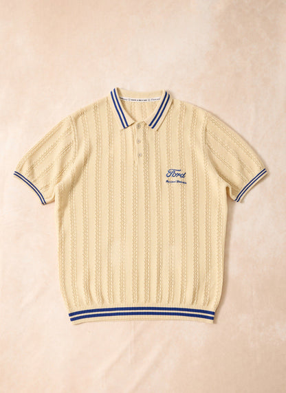 Men's Knitted Polo - Dealership - Percival x Ford - Cream