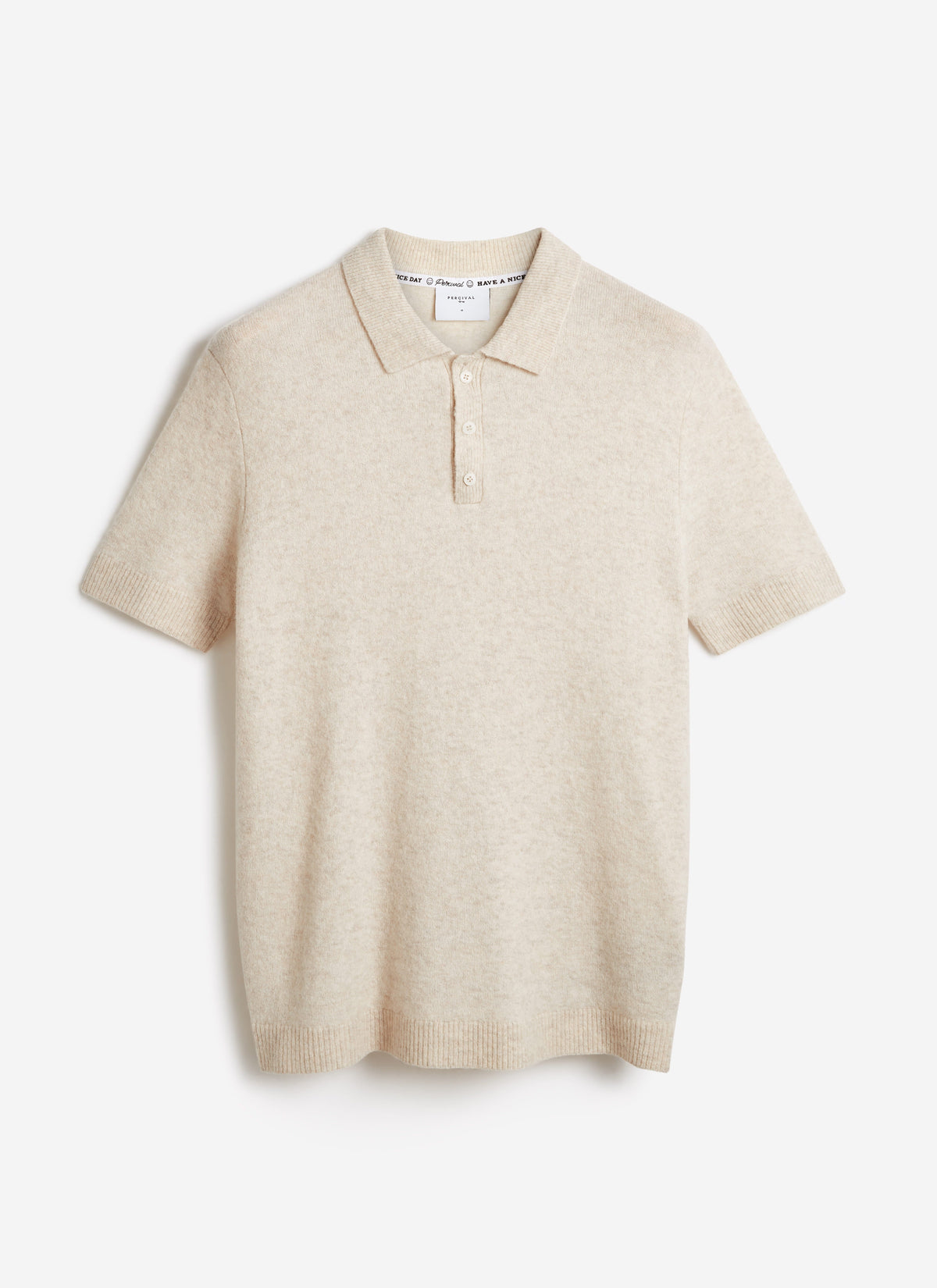 Men's Collins Knitted Polo Shirt - Cream - Yak & Wool