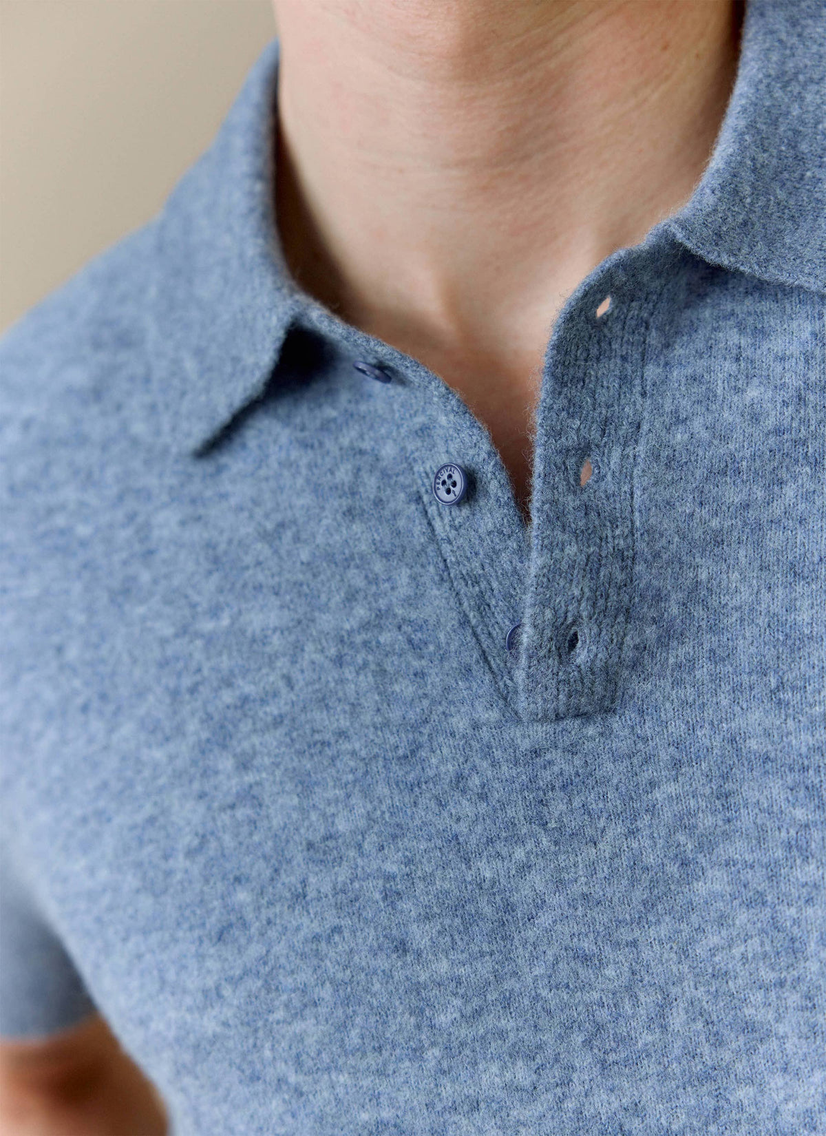 Men's Collins Knitted Polo Shirt - Blue - Yak & Wool