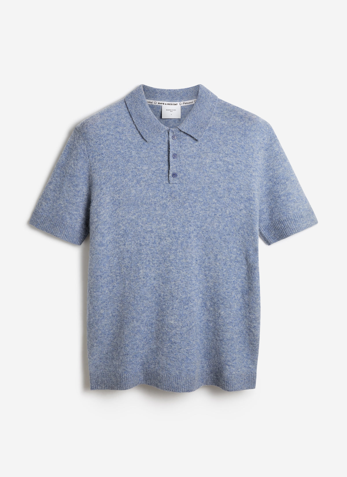 Men's Collins Knitted Polo Shirt - Blue - Yak & Wool