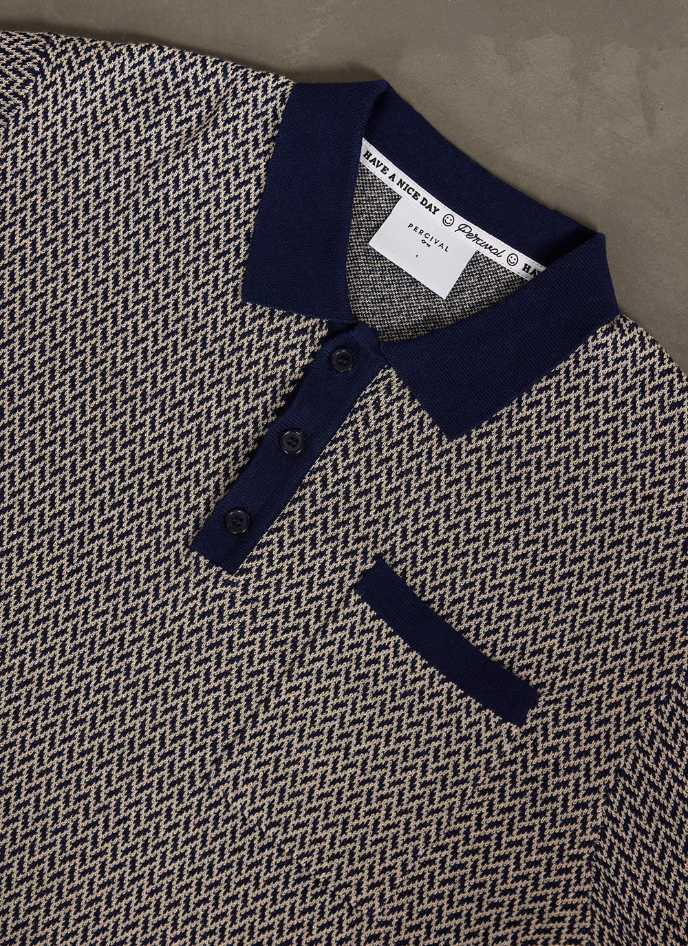 Men's Knitted Polo Shirt - Casa Martini - Navy Blue