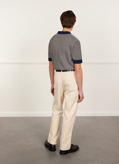 Men's Knitted Polo Shirt - Casa Martini - Navy Blue