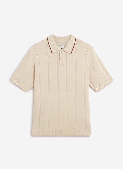 Men's Wool Polo Shirt - Percival x Warren - Ecru Cream