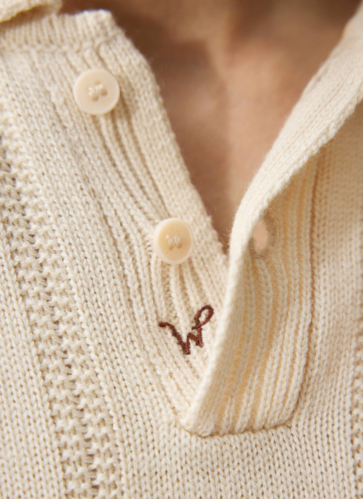 Men's Wool Polo Shirt - Percival x Warren - Ecru Cream