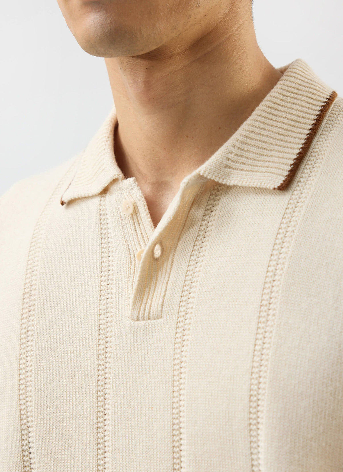 Men's Wool Polo Shirt - Percival x Warren - Ecru Cream