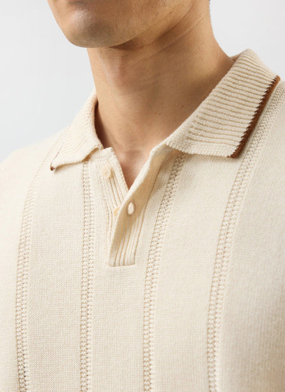Men's Wool Polo Shirt - Percival x Warren - Ecru Cream