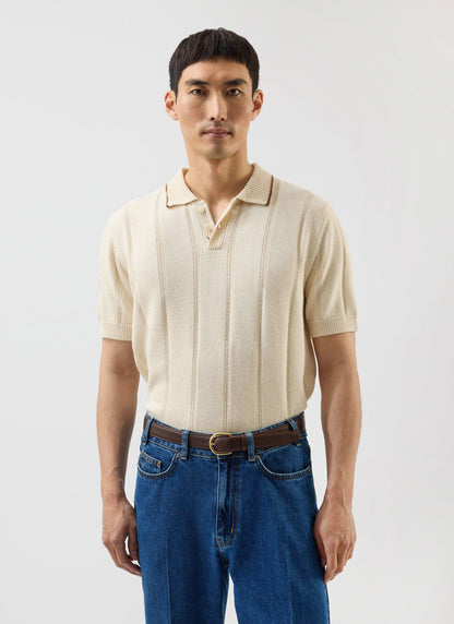 Men's Wool Polo Shirt - Percival x Warren - Ecru Cream