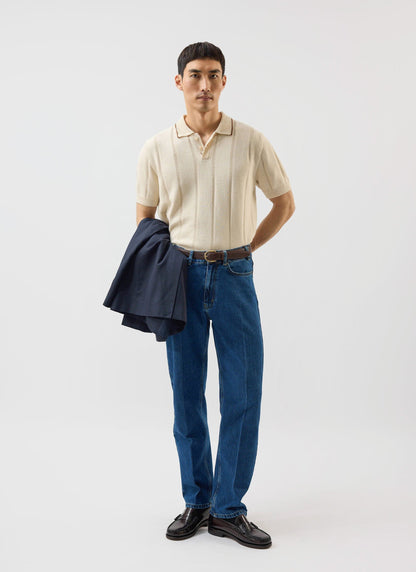 Men's Wool Polo Shirt - Percival x Warren - Ecru Cream