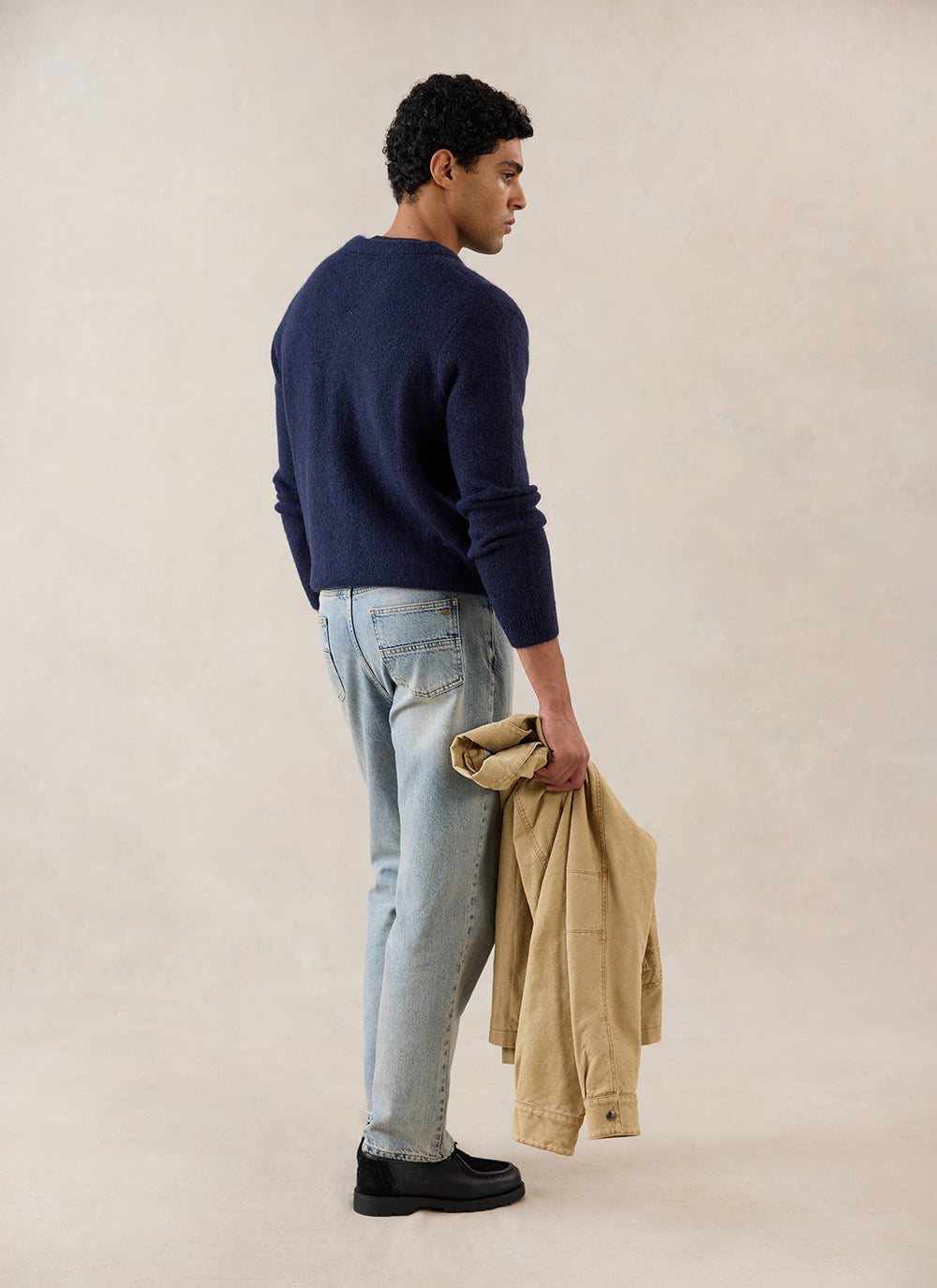 Gibson White Glove Jacquard Cardigan - Navy Mohair Wool - Percival