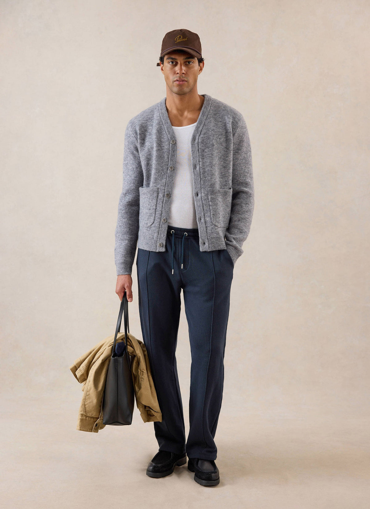 White Glove Boxy Cardigan - Grey Mohair - Percival