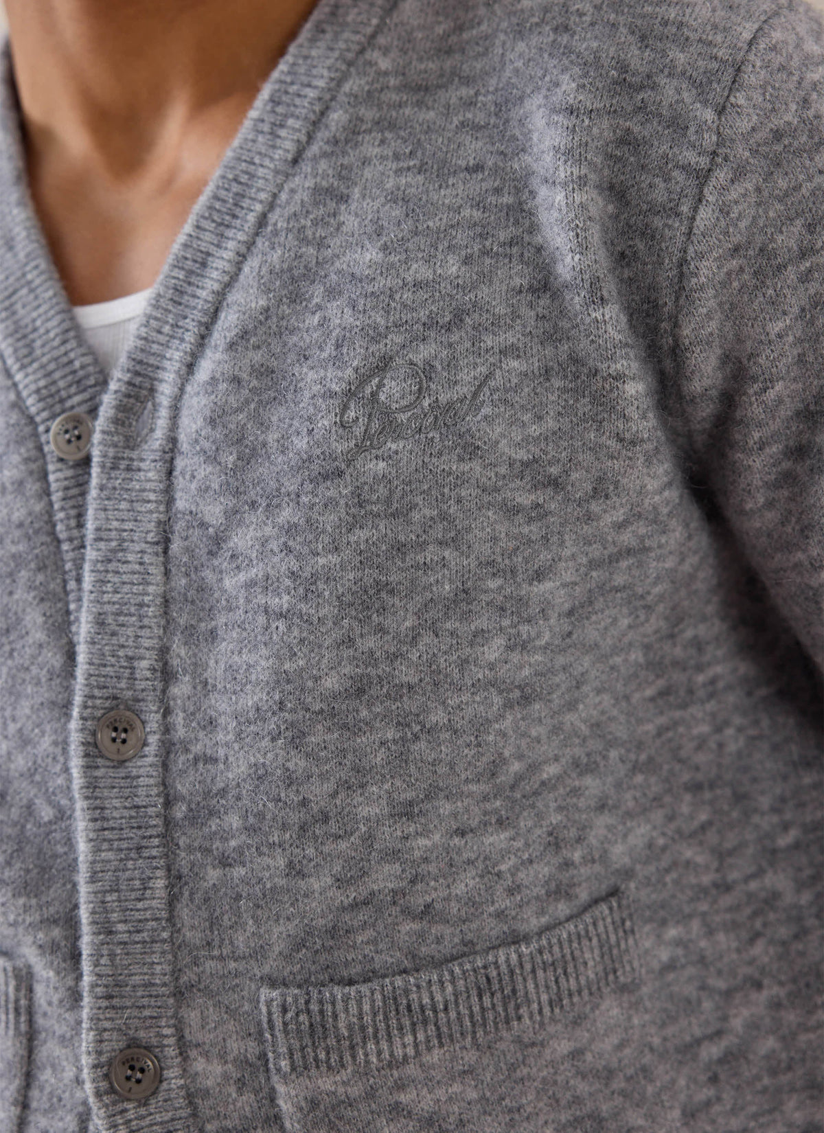 White Glove Boxy Cardigan - Grey Mohair - Percival