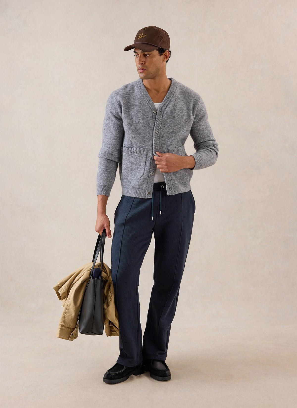 White Glove Boxy Cardigan - Grey Mohair - Percival