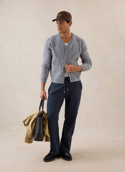 White Glove Boxy Cardigan - Grey Mohair - Percival
