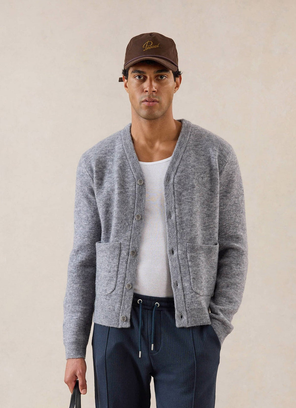 White Glove Boxy Cardigan - Grey Mohair - Percival