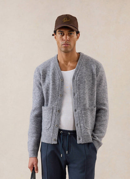 White Glove Boxy Cardigan - Grey Mohair - Percival