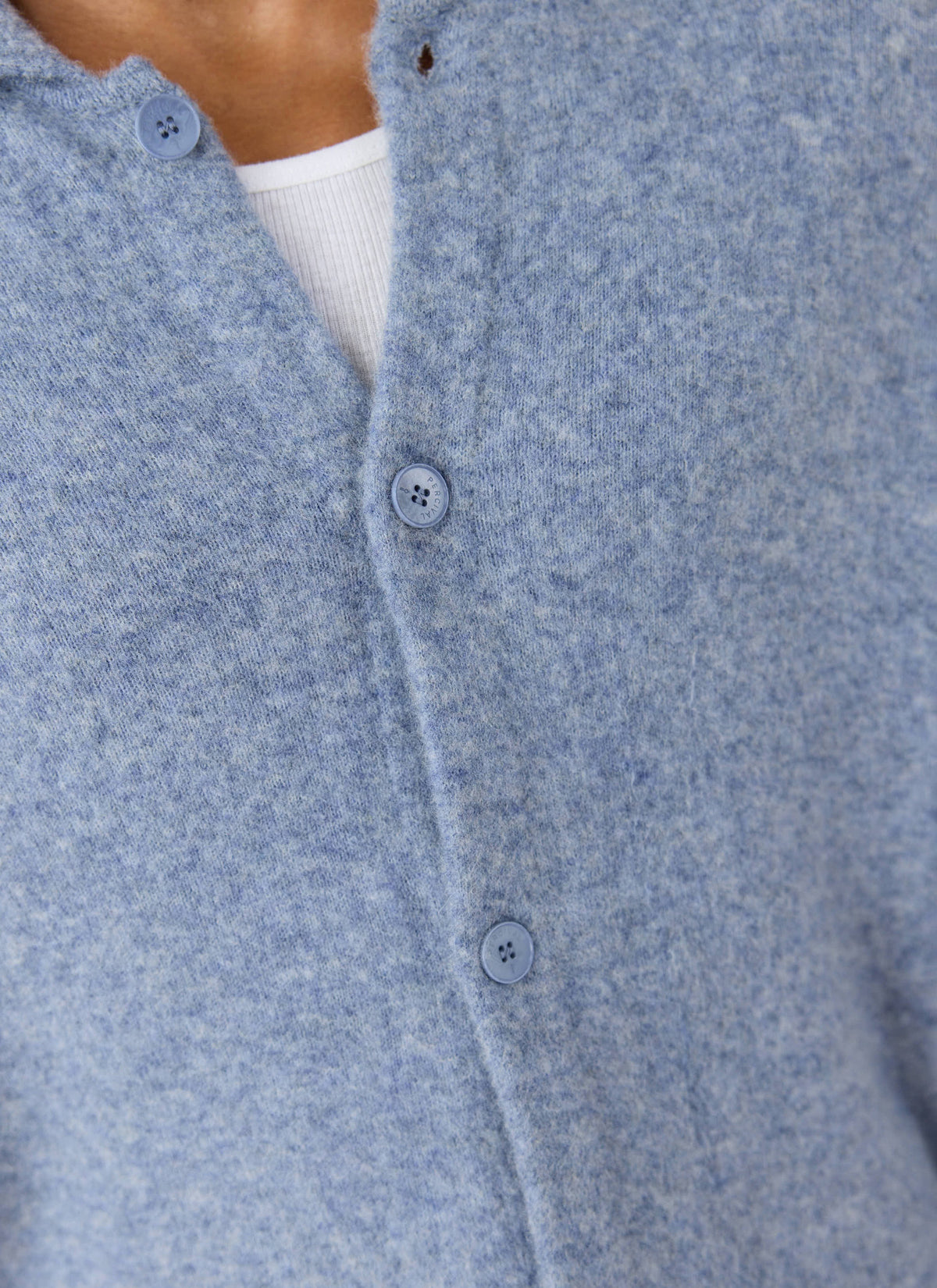 Men's Collared Knit Cardigan - Yak Wool Blend - Heather Blue - Percival