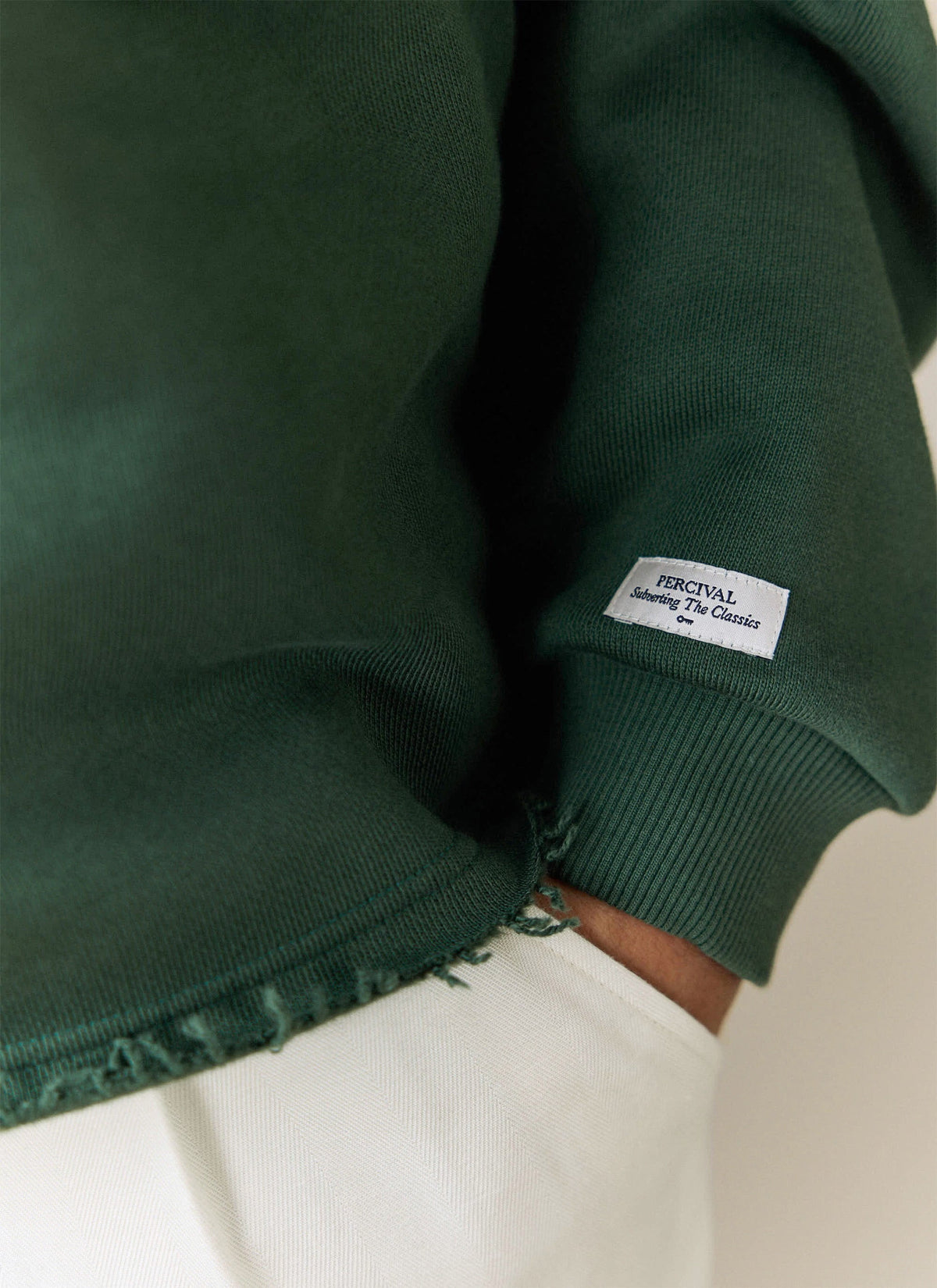 Men's Boxy Polo Sweatshirt - Cotton - Green