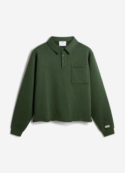Men's Boxy Polo Sweatshirt - Cotton - Green