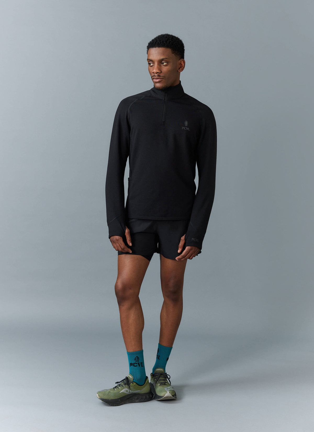 Men's PCVL Base Layer Quarter Zip Jacket - Black