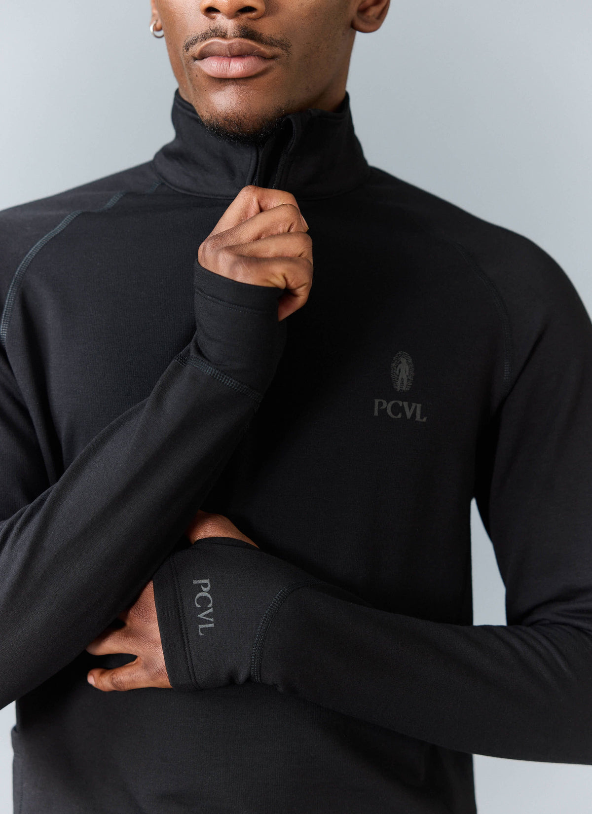 Men's PCVL Base Layer Quarter Zip Jacket - Black