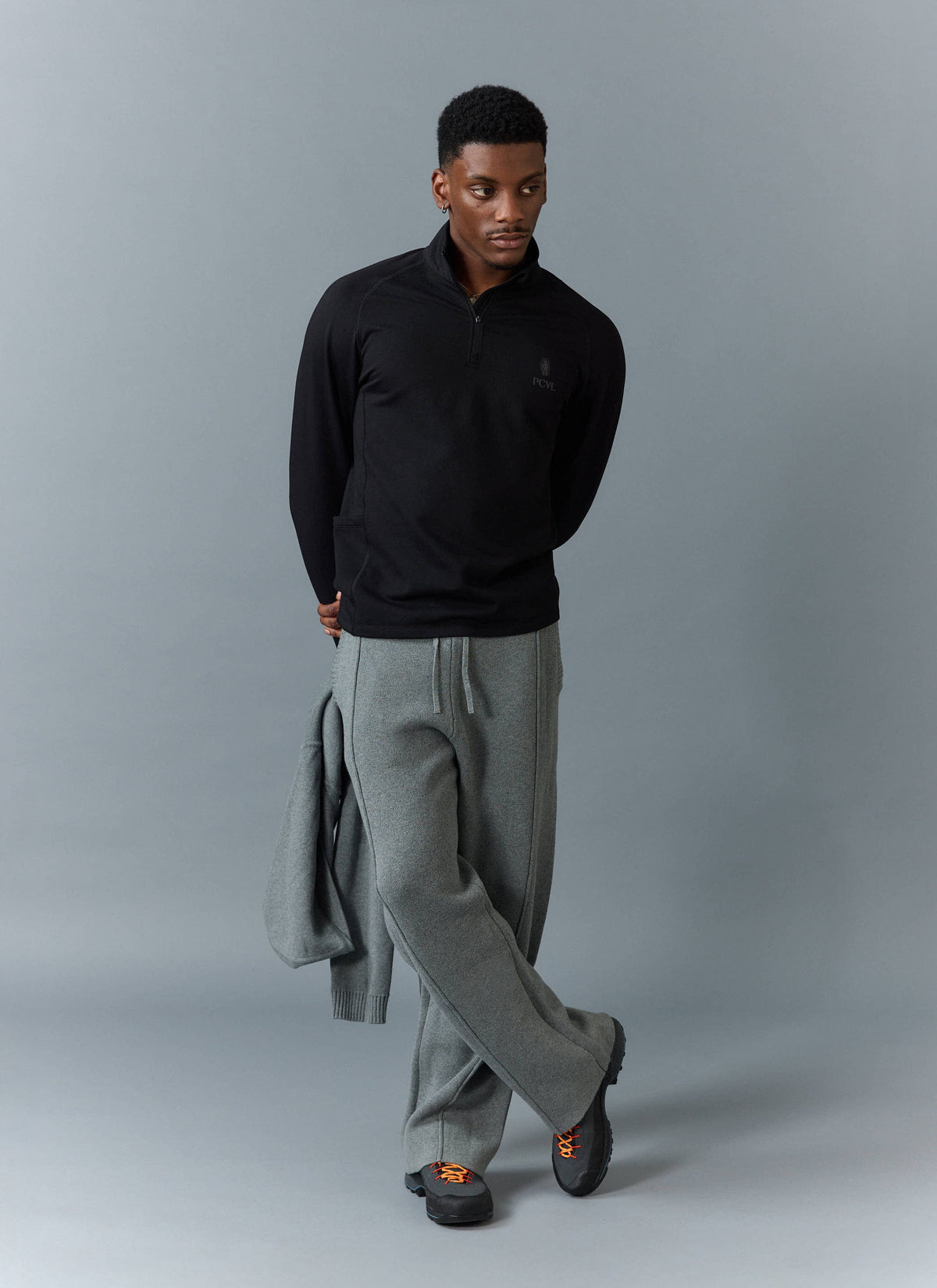 Men's PCVL Base Layer Quarter Zip Jacket - Black