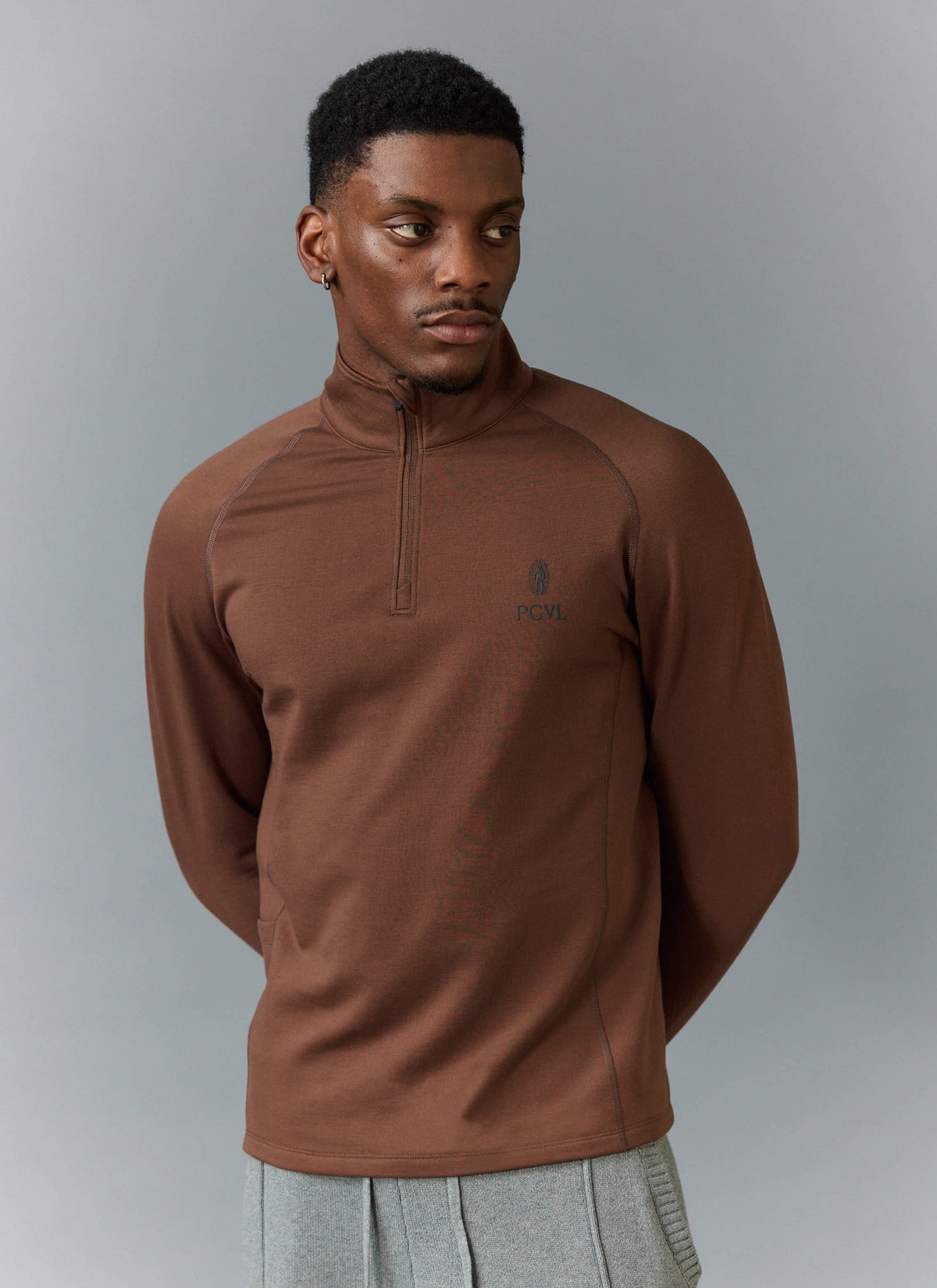 Men's Base Layer Quarter Zip Jacket - Rust