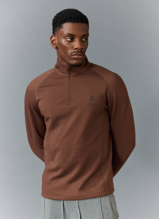 Men's Base Layer Quarter Zip Jacket - Rust