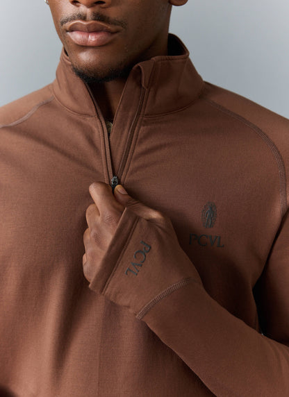 Men's Base Layer Quarter Zip Jacket - Rust