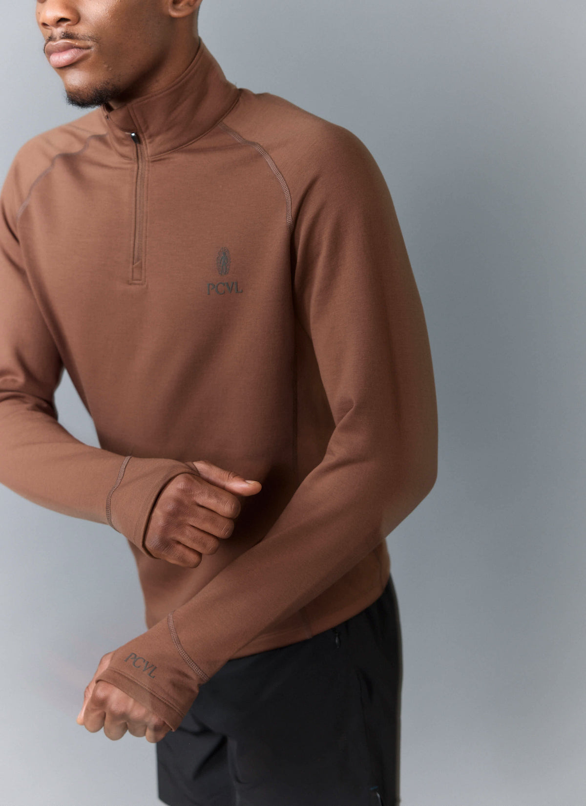 Men's Base Layer Quarter Zip Jacket - Rust