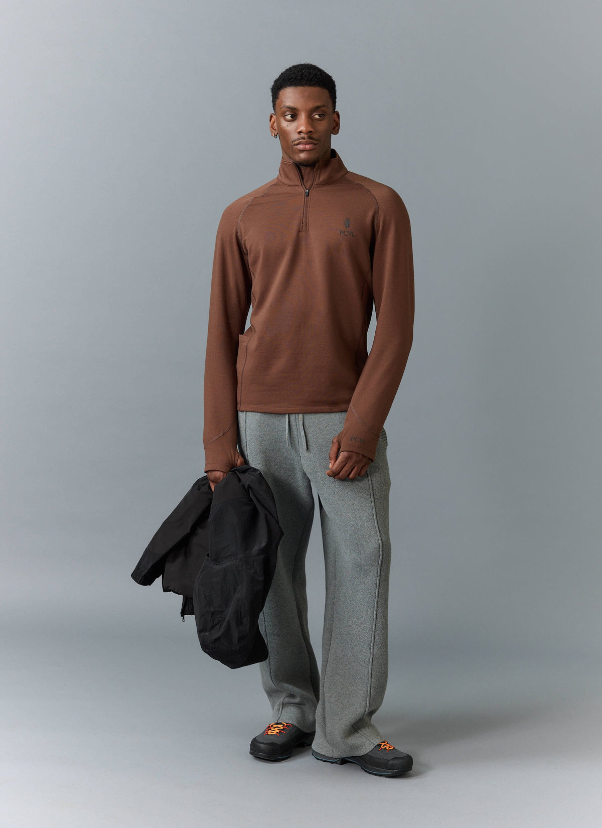 Men's Base Layer Quarter Zip Jacket - Rust