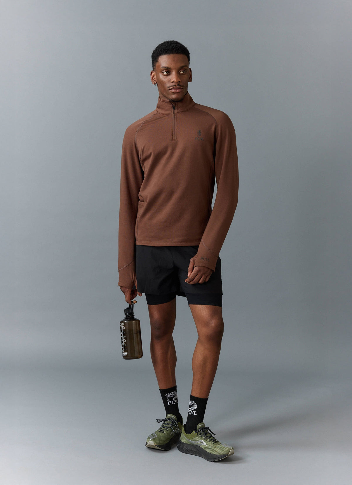 Men's Base Layer Quarter Zip Jacket - Rust