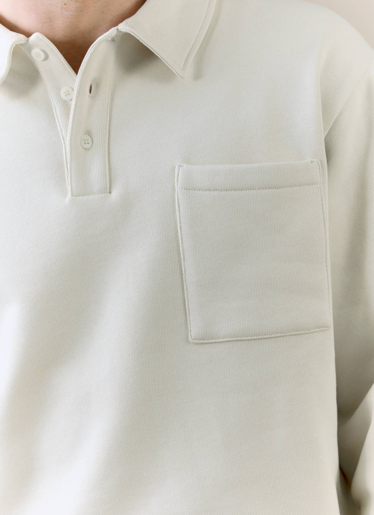 Men's Boxy Polo Sweatshirt - Cotton - Cream